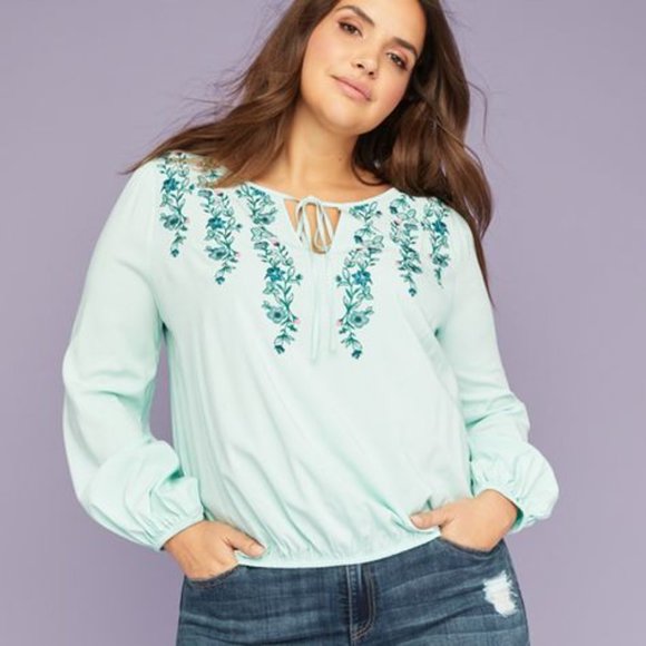 Lane Bryant Tops - NWT Lane Bryant Floral Embroidered Peasant Top
